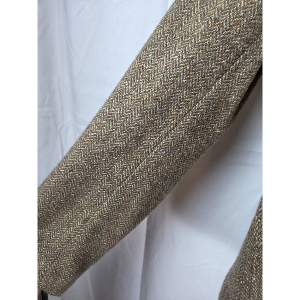 Talbots Petites Women's Size 4 Herringbone Wool Blend Blazer Jacket Brown Tweed - Picture 5 of 9